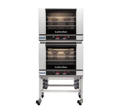 Turbofan E28D4/2C - Full Size Digital Electric Convection Ovens Double Stacked on a Stainless Steel Base Stand