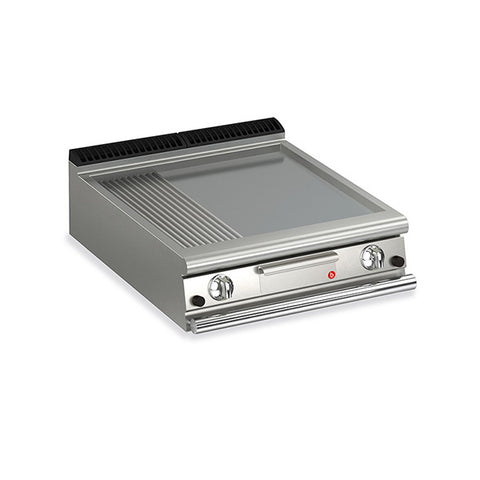Baron Q70FT/G820 2 BURNER GAS FRY TOP WITH 2/3 SMOOTH 1/3 RIBBED MILD STEEL PLATE